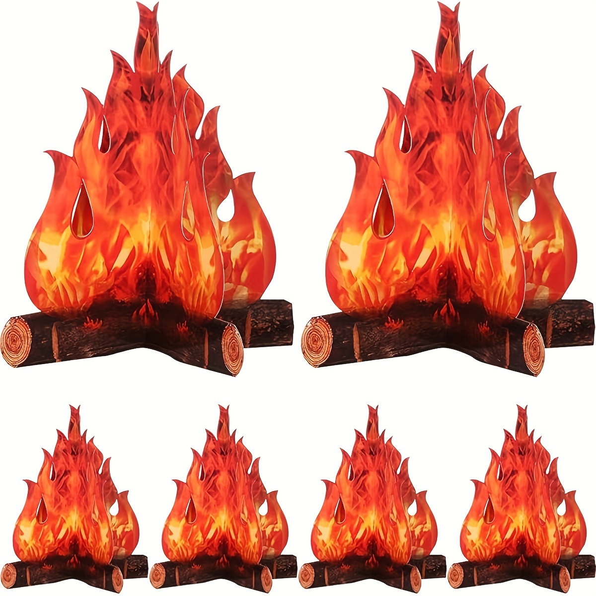 

6pcs 3d Flame Campfire Centerpieces - Red & Orange, Parties, Weddings, And Holiday Decorations