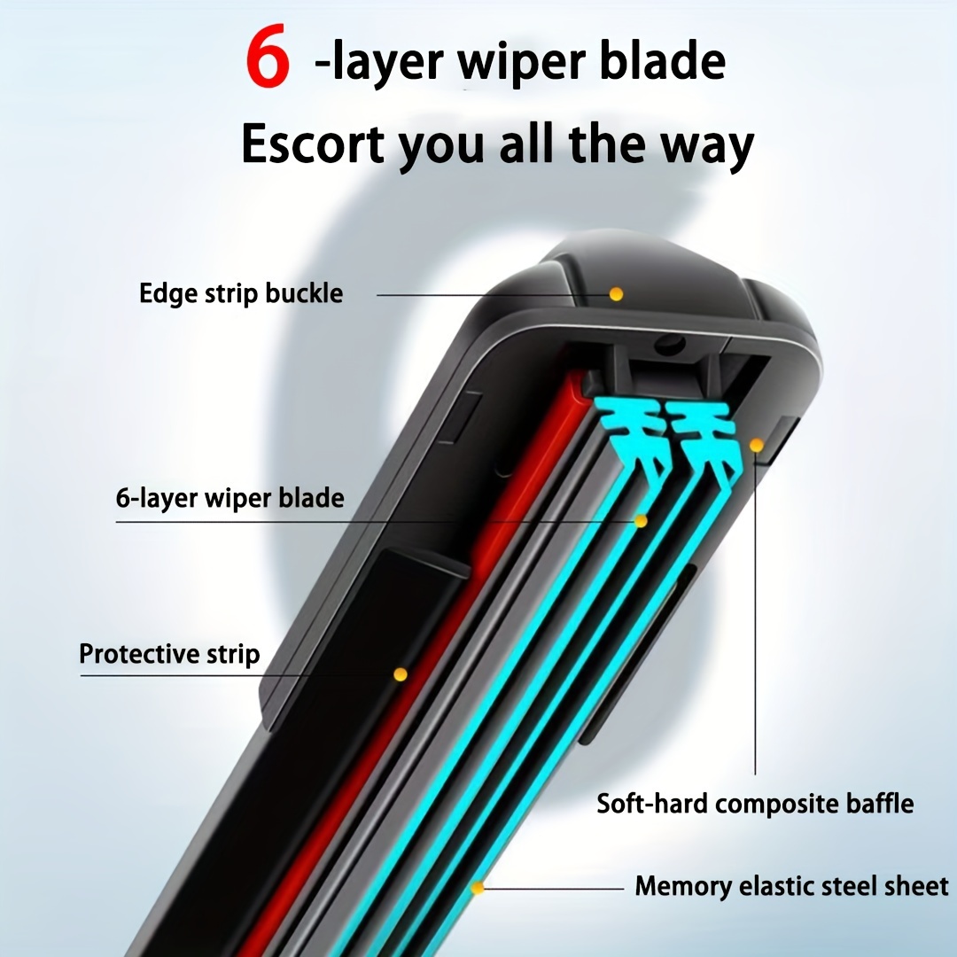 

Six-layer Rubber Strip Wiper Blade - J/u Hook Type, High- Silent Car Wiper, Suitable For 99% Of Car Models - Size: 14in-28in