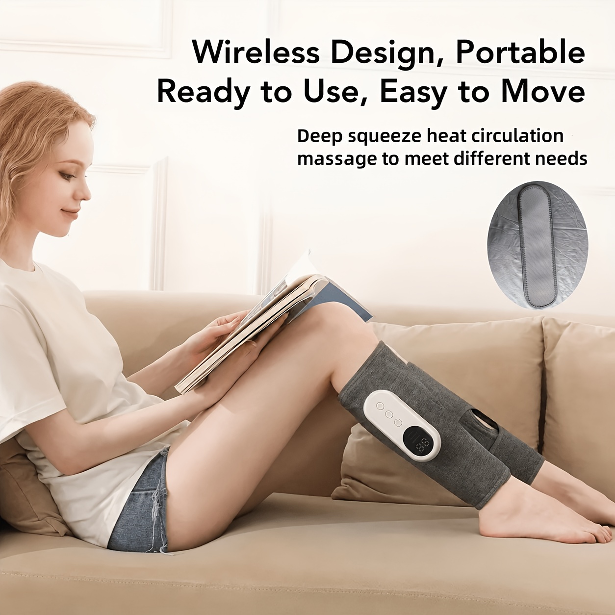 Cordless Leg Massager with Air Compression – Circular Calf Press Massager with 3 Intensities for Feet, Legs, Thighs & Knees | Relaxation Gift for Men & Women — Zaynora Luxury Marketplace