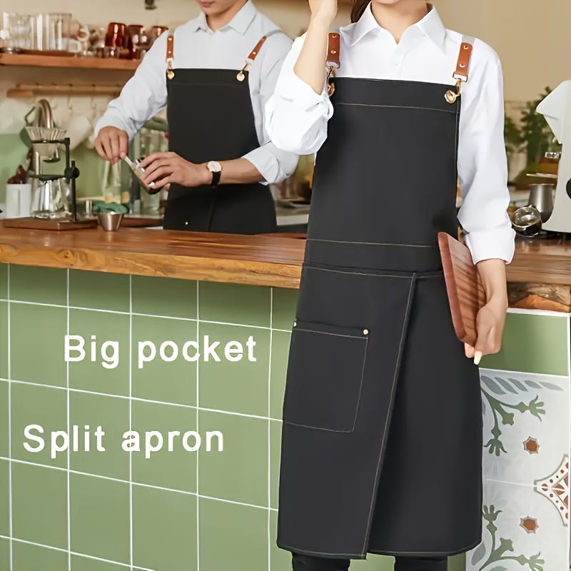 TEMU 1pc 100% Polyester Apron, Suitable For Men And Women, For Restaurants, , Chefs, Bbq, Coffee Shops, Painting, Hairdressing, And Nail Art
