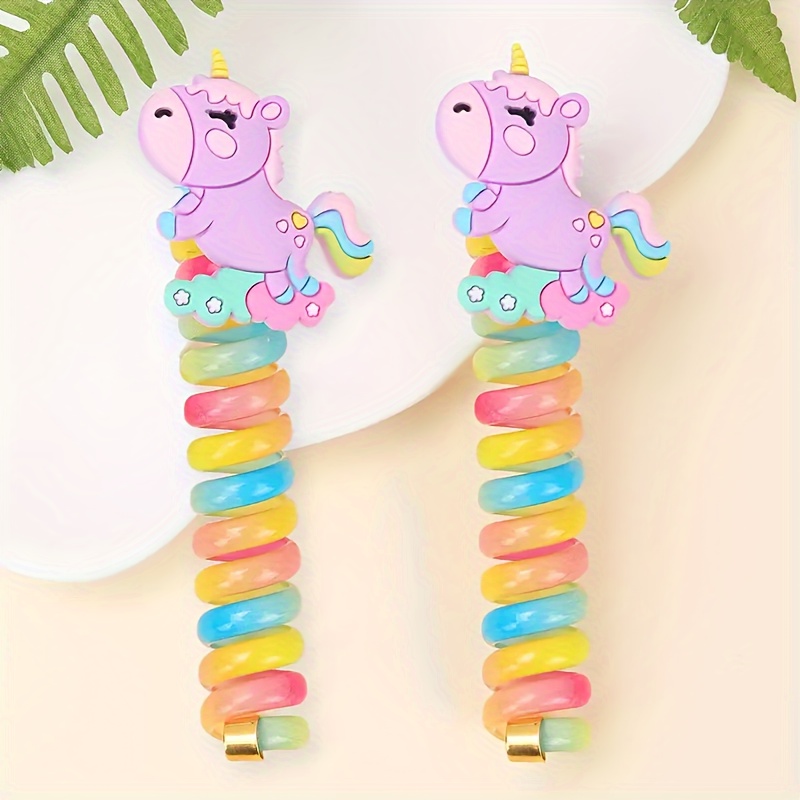 

2pcs Cute Unicorn Telephone Cord Hair Ring