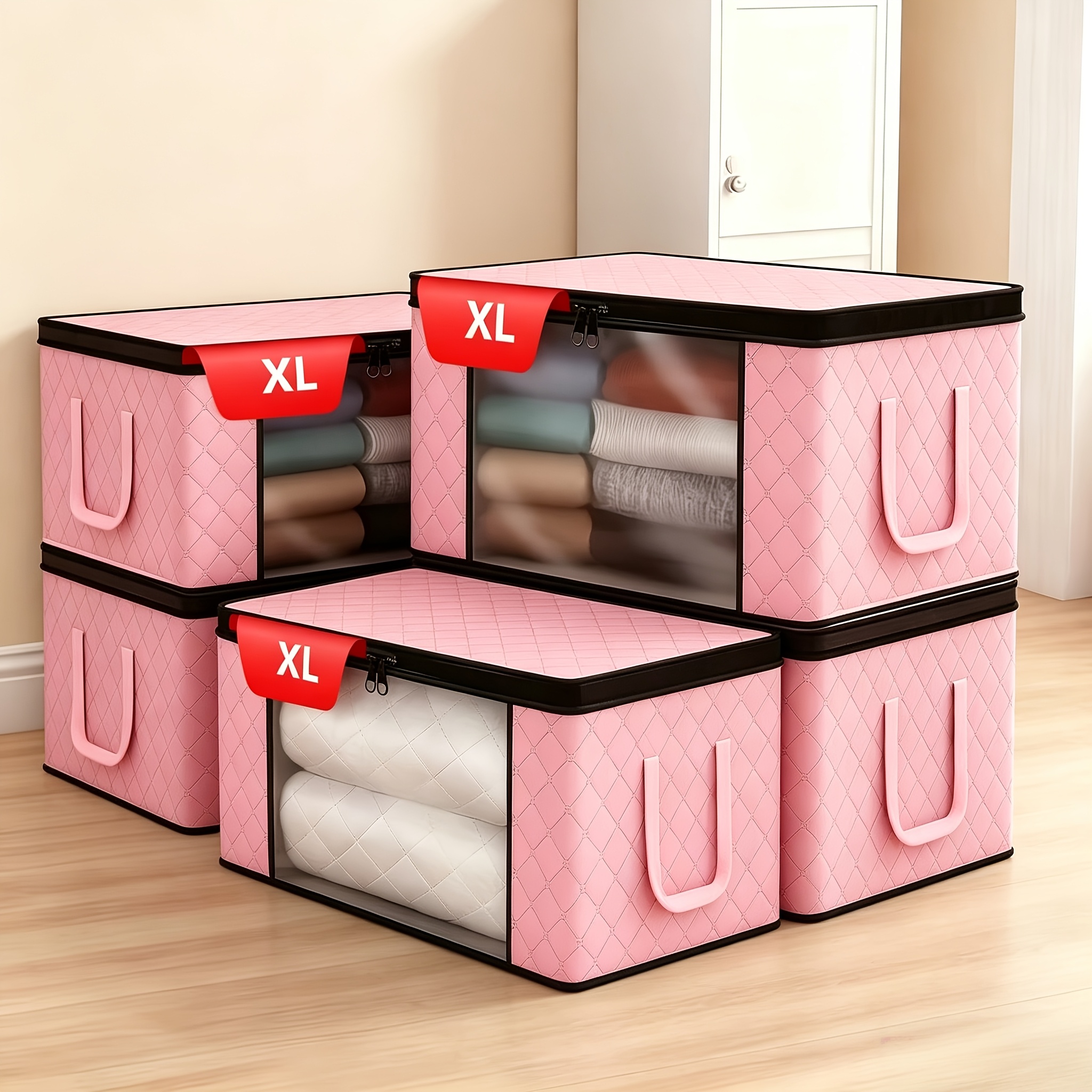 3 Extra-Large Foldable Storage Boxes with Clear Windows