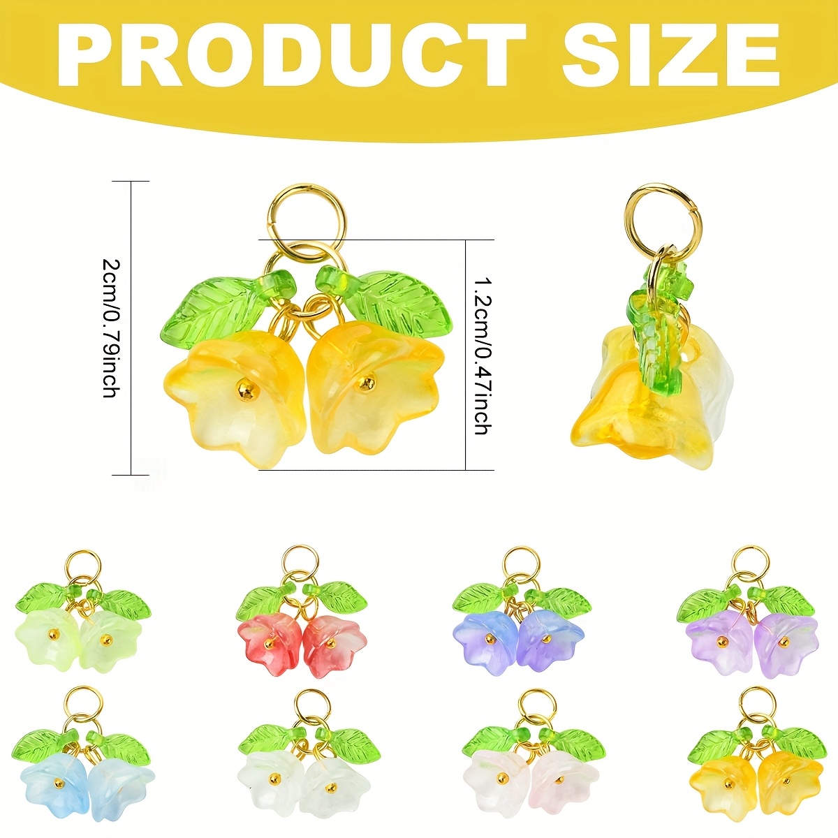 10 Double-Colored Glass Wind Chime Flower Pendants for Jewelry Making