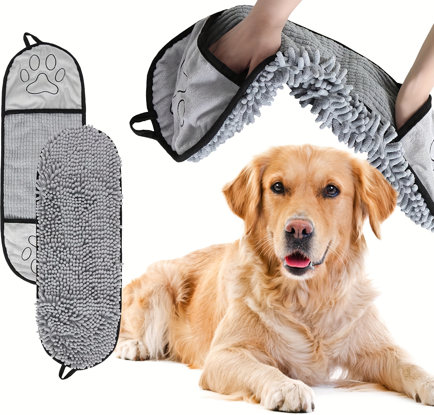 New Pet Absorbent Bath Towels, Thickened Gloves for Pet Scrubbing, Cat and Dog Absorbent Towels, Cat and Dog Cleaning Products