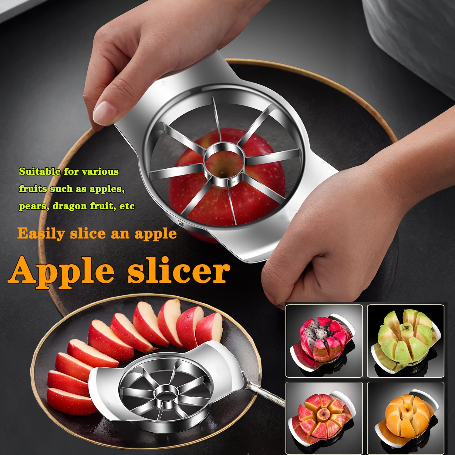 TEMU Stainless Steel Slicer And Peeler Set For , Oranges | Ergonomic Handle, Durable Kitchen Tool For Preparation