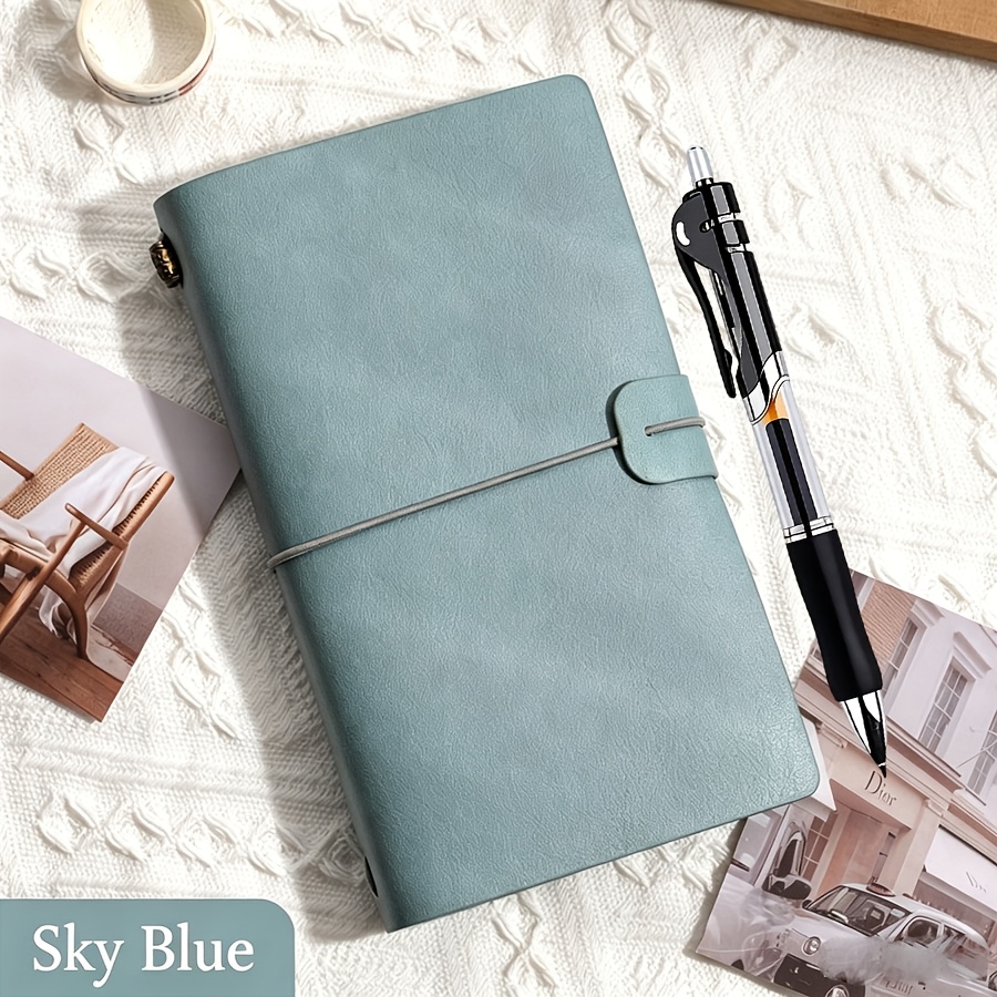 TEMU Retro A6 Faux Leather Travel Journal, Includes (ruled Pages X 34 Sheets, 34 Sheets, Zipper Pouch 1pc And Card Slots X 2, Document Pouch X 1),