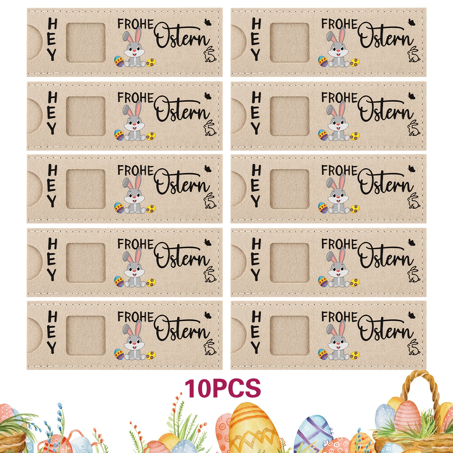 Set Of 10 Felt Gift Bags For Easter - Chocolate Packaging Bags With A '' Theme, Decorative Gift Bags, Party Combo Set (chocolate Not Included)