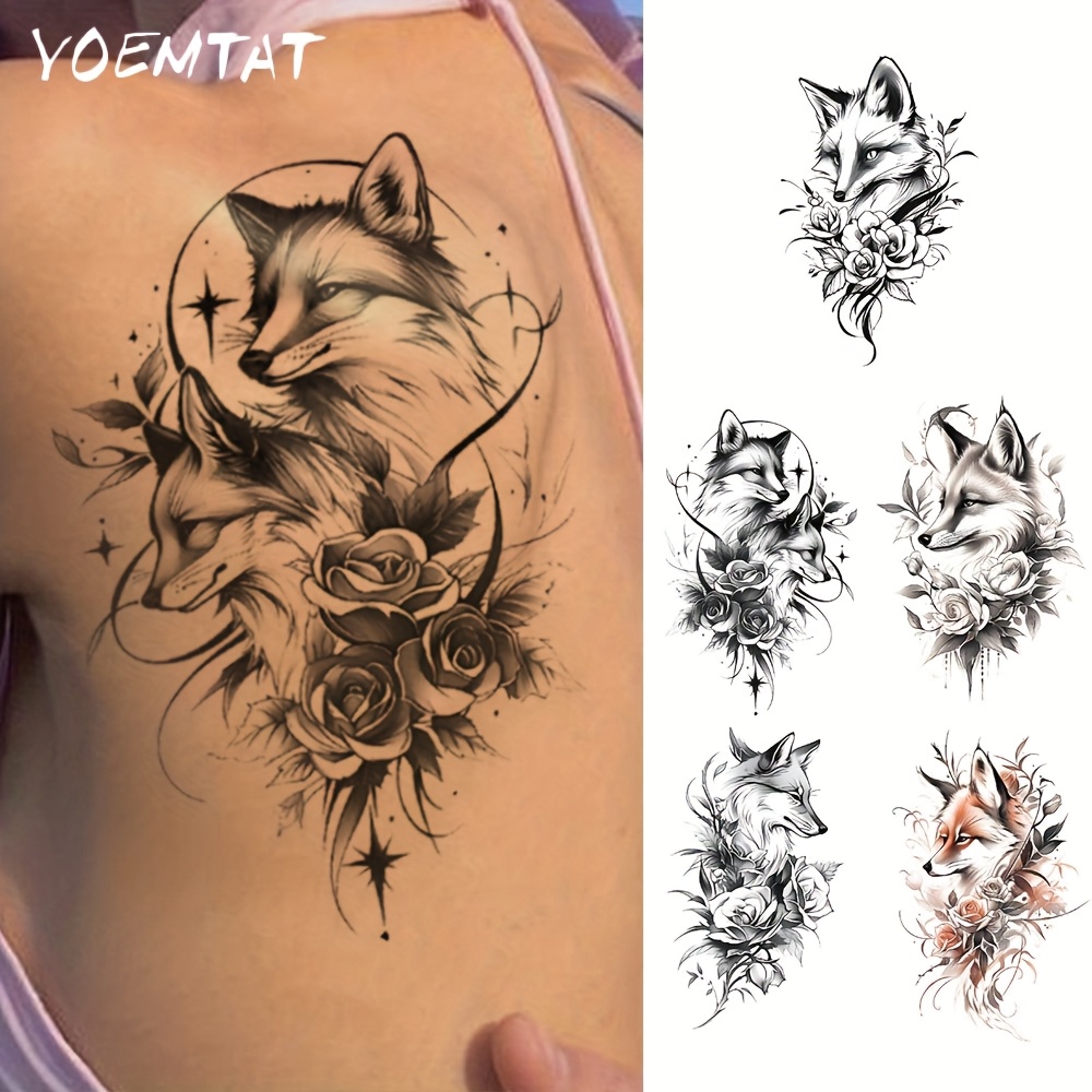 10 Stück Temporäre Tattoo-Aufkleber Für Frauen | Blumen-Design, Wasserdicht, Ca. 42x6 Cm | Für Bauch, Taille, Partys & Strand