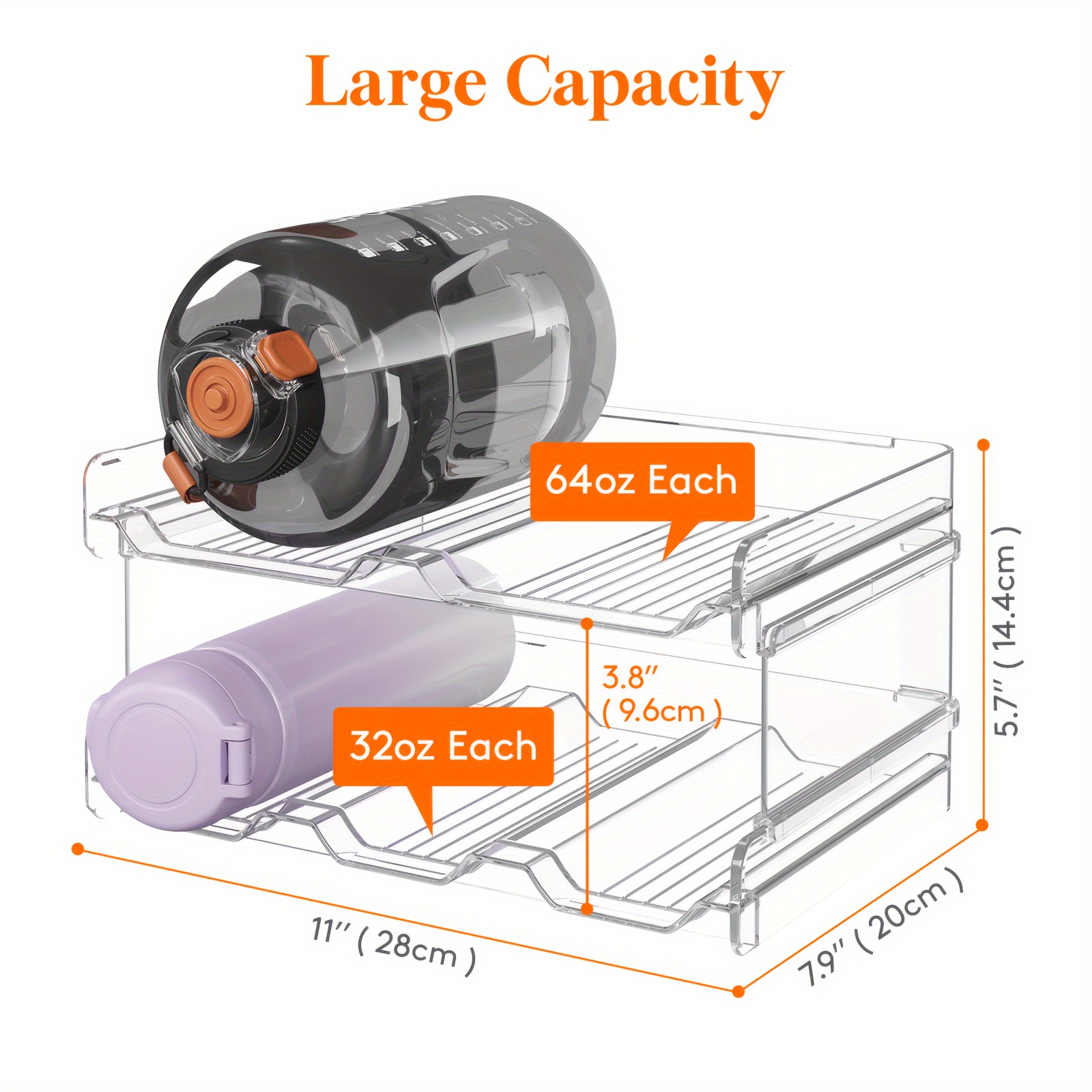 TEMU Stackable Water Bottle Organizer, For Cabinet, Kitchen Pantry Organization And Storage, Tumbler Travel Mug Cup Holder, Plastic Fridge Wine Racks, Hold 5/6/11 Bottles For Business For Business