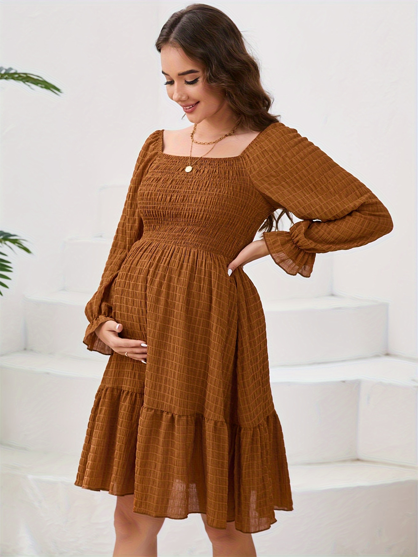 brown lace maternity dress Lace Maternity Dress Small / Cocoa
