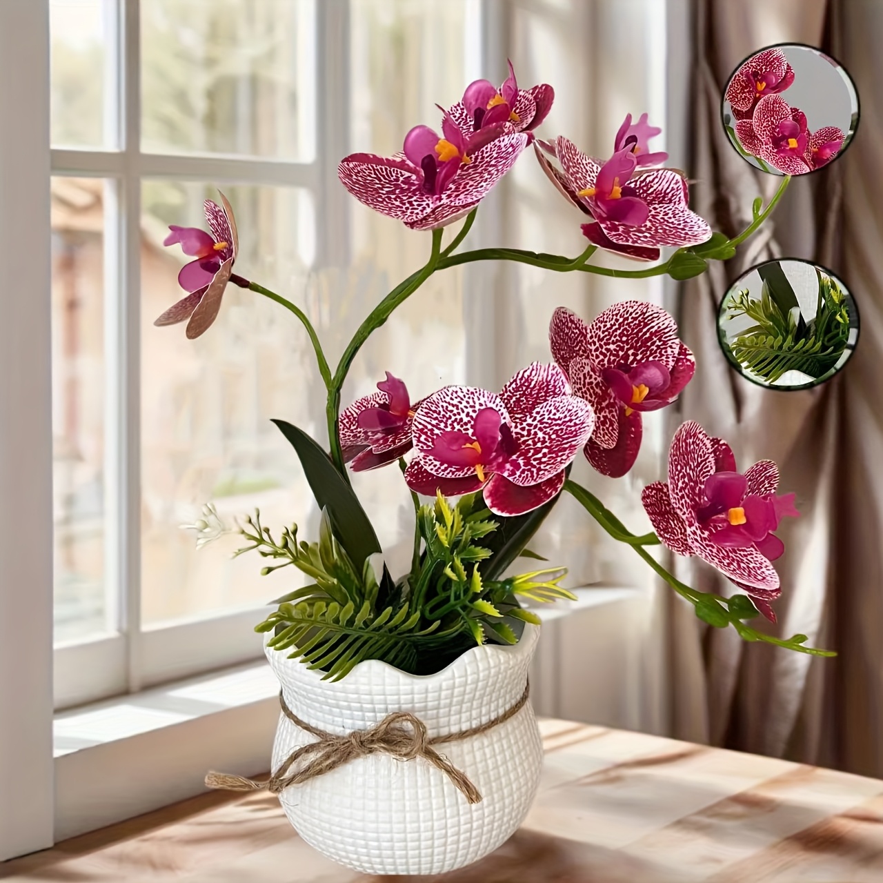New Small Flower Basket Pot with Over Ten Butterfly Orchid Bonsai for Home Living Room Decoration, Garden Decor, And Artificial Potted Plants.