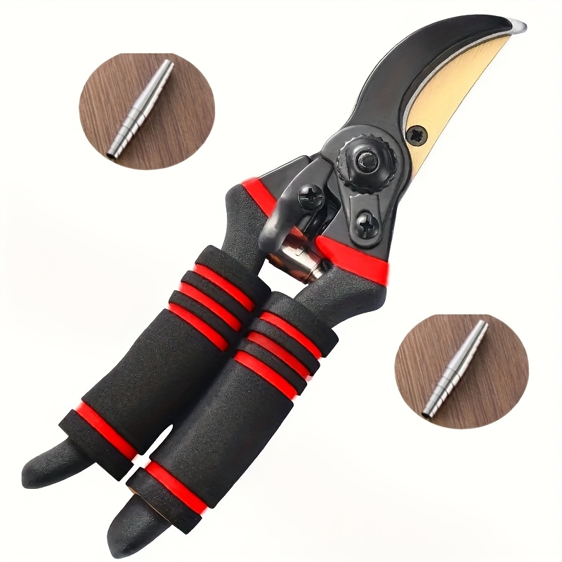 TEMU The 3pcs Set Includes Titanium Alloy Garden Pruning Shears Measuring 8.5 Inches And 2 Replaceable 304 Springs With Golden- Titanium-coated -