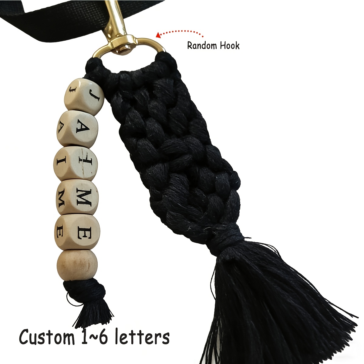 TEMU 1pc Custom Braided Tassel Name Keychain, Personalized Bohemian Bag Charm, Wedding Gift, Bridesmaid Gift, Valentine's Day Gift