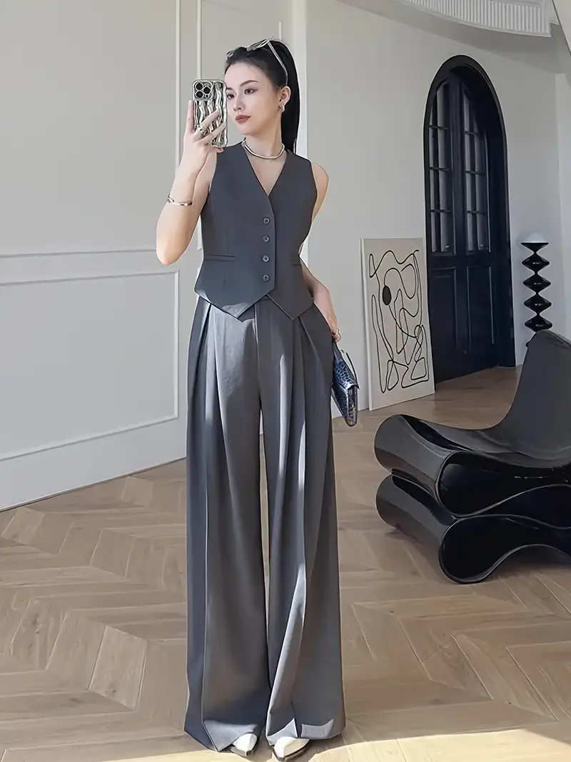 premium grey suit vest top pleated design oversized floor - Temu Oman premium grey suit vest top pleated design oversized floor - Temu Oman