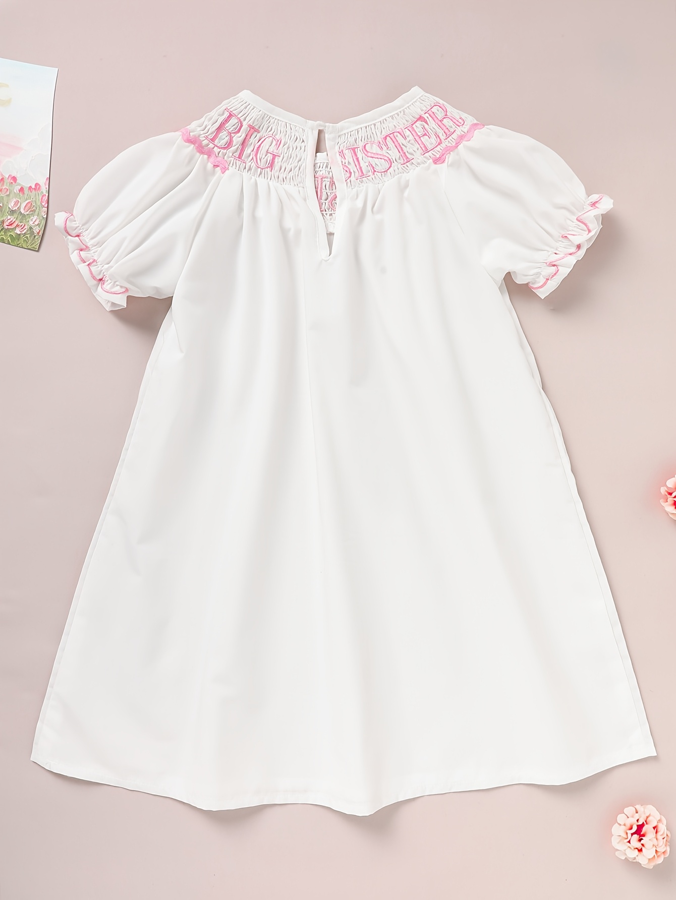 big sister smocked dress in blue hand smocking big sister - Temu