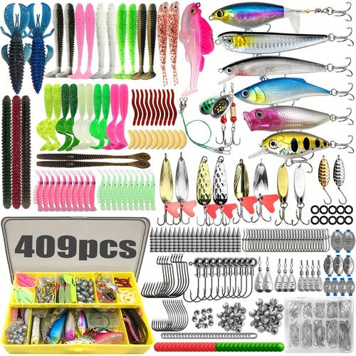 83 133 193 239 409pcs fish lure set full swimming layer glitter vib lure kill crawling pencil thunder frog soft lure fish lure full swimming layer kill type mouth perch lure kill set fathers day gift