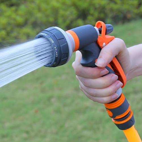 high pressure adjustable nozzle garden hose gun lightweight and durable plastic material ergonomic grip compatible eu hoses ideal for lawn care washing and outdoor watering hose nozzle with comfortable grip design
