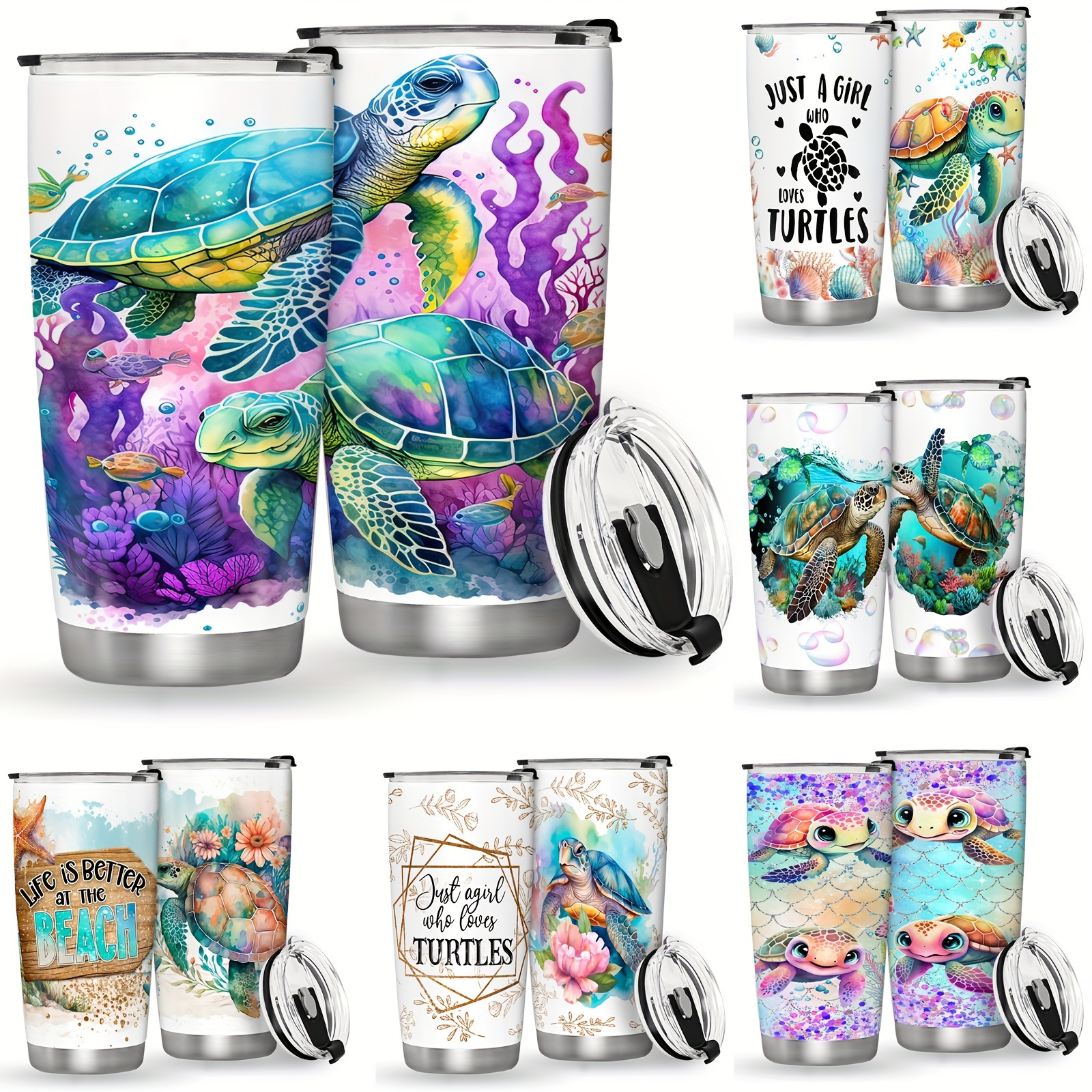 

1pc/20oz/590ml, Who , Double Wall Vacuum Stainless Steel , Gifts For Women Girls Sea Turtle