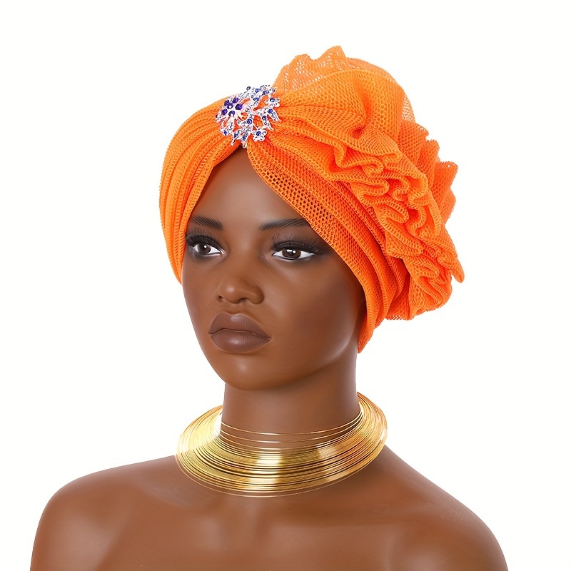 elegant embellished mesh turban cap women - Temu display picture 1