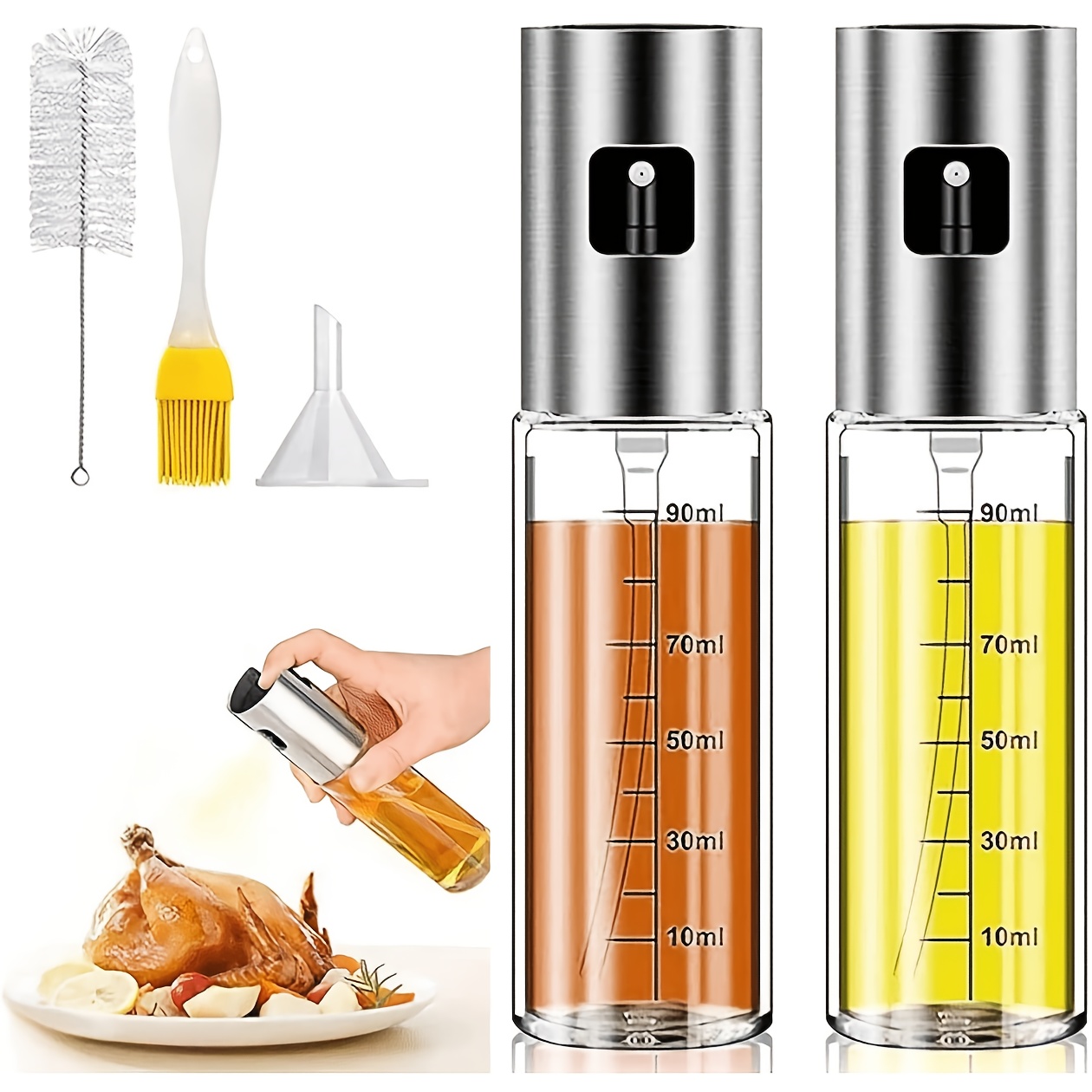 TEMU Spruzzatore per olio da cucina, 2 pezzi, bottiglia spray per olio , riutilizzabile e ricaricabile, adatta per cucina, insalata, cottura , ,