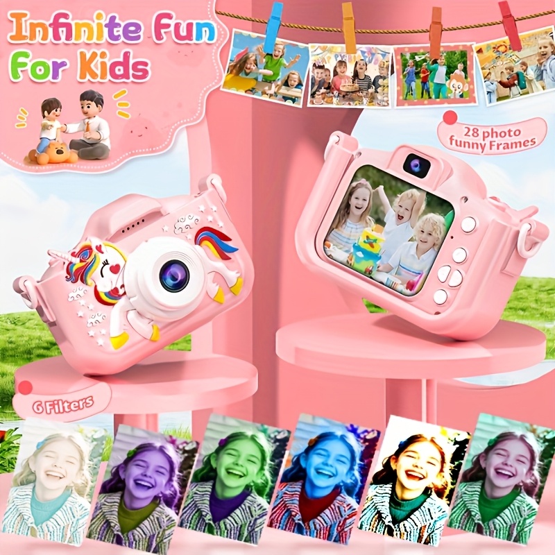     digital camera with dual front rear lenses 96mp resolution 64gb memory card included durable silicone case lanyard power adapter   birthday parties back to school gifts