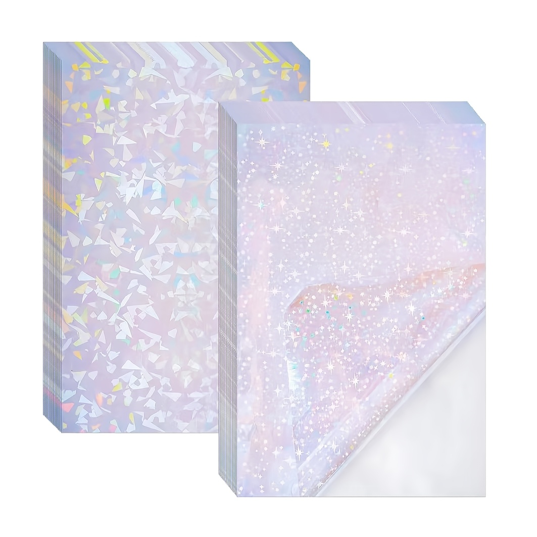 imagem do item película de laminação fria holográfica a4, 10/20 folhas autoadesivas com   de     e vidro  , papel de vinil para adesivos para fotos, artesanato, scrapbooking diy, sem necessidade de máquina