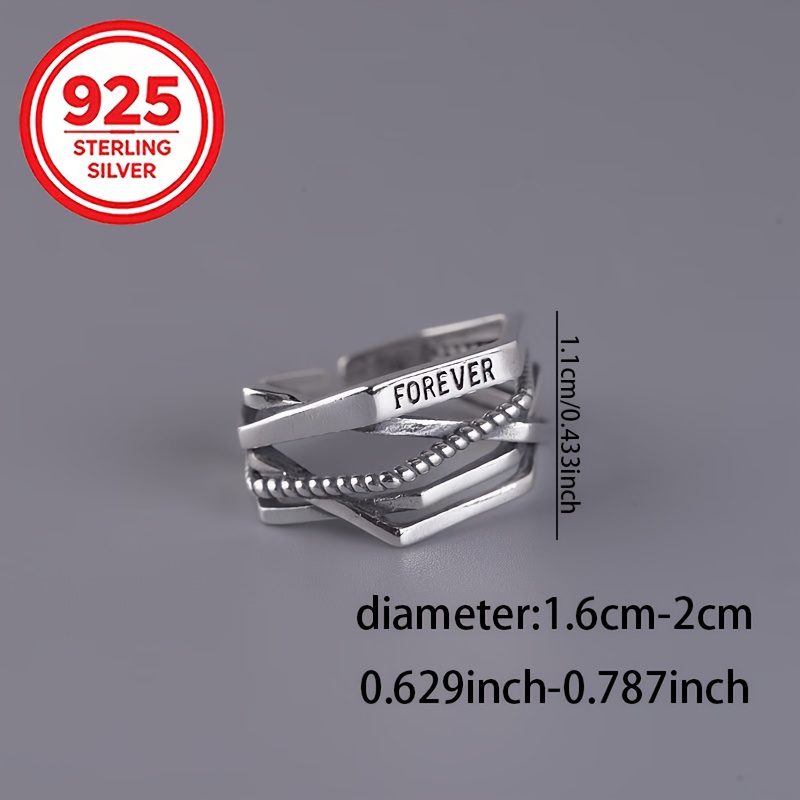 Women's 925 Silver Irregular Letter Vintage Ring
