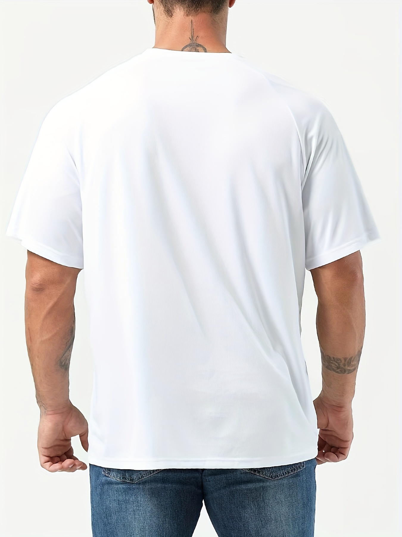 Plus Size Men's Solid T-shirt, Quick Dry Breathable Tees For Sports/fitness, Oversized Short Sleeve Tops For Big & Tall Males, Men's Clothing