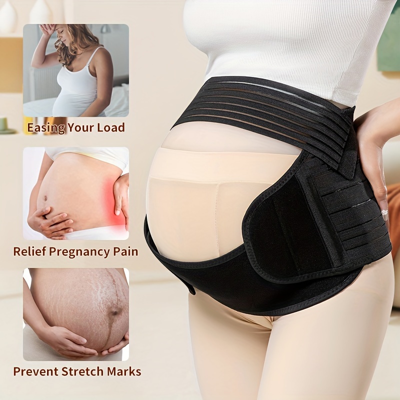 3-in-1 Pregnancy Belly Belt - Back/Pelvic/Hip Support with Abdominal Muscle Stimulation, Adjustable Strap & Hook & Loop Closure