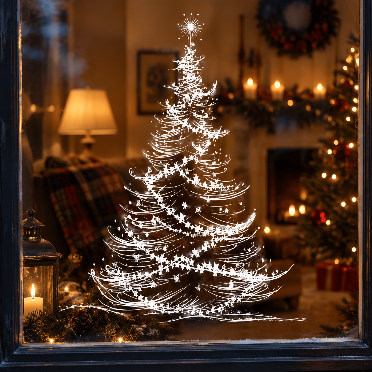 TEMU 1pc Christmas Tree Window Cling, Christmas-themed Glass Sticker, Static Adsorption Removable Decal, Home Window Decoration Beautifying Festive