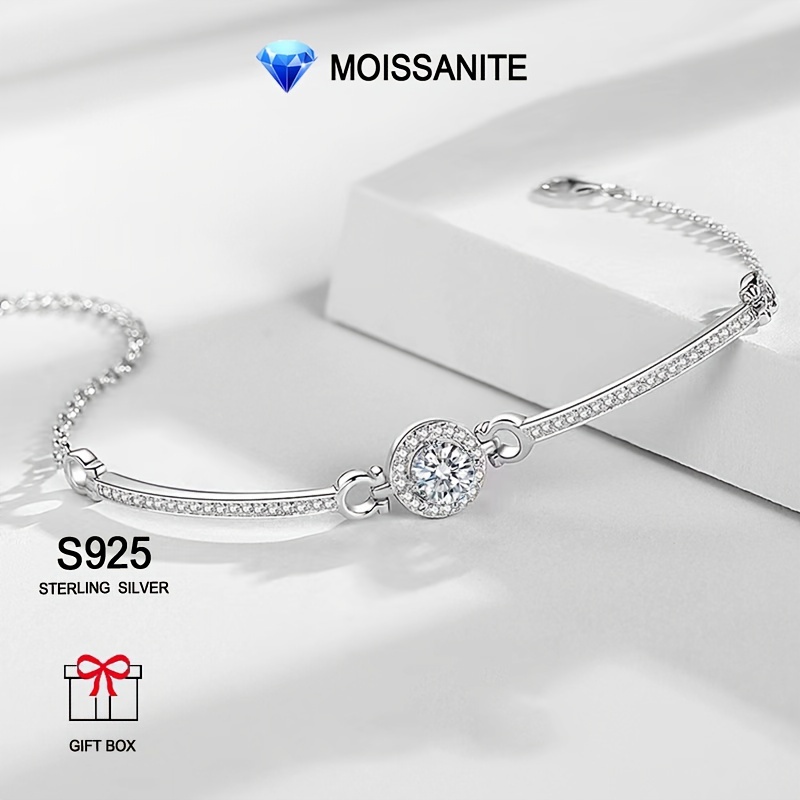 

925 Sterling Silver Bracelet Inlaid 1ct Moissanite Match Daily Outfits Party Accessory High Quality Gift For Her With Gift Box