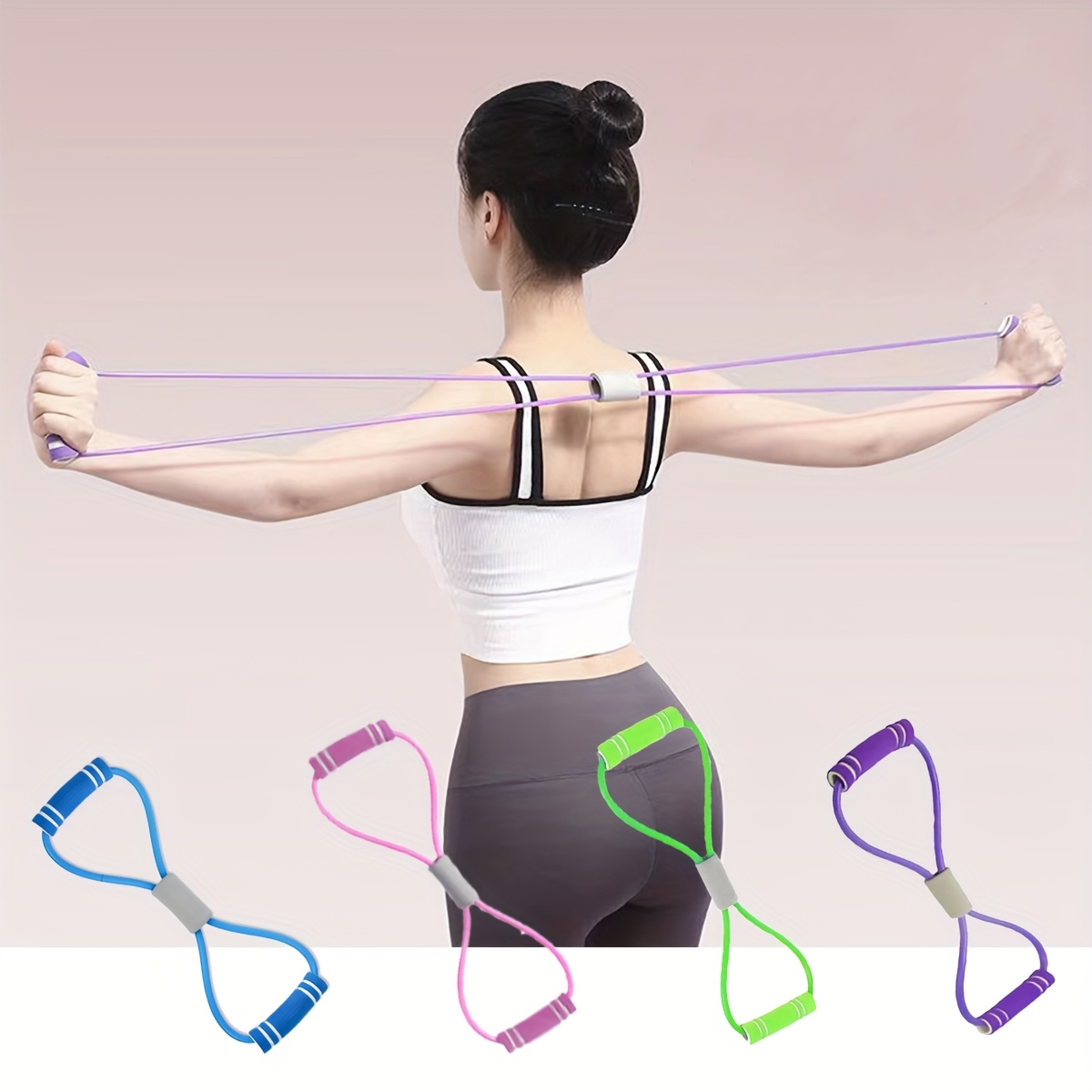 8-Character Resistance Band Puller for Yoga Training