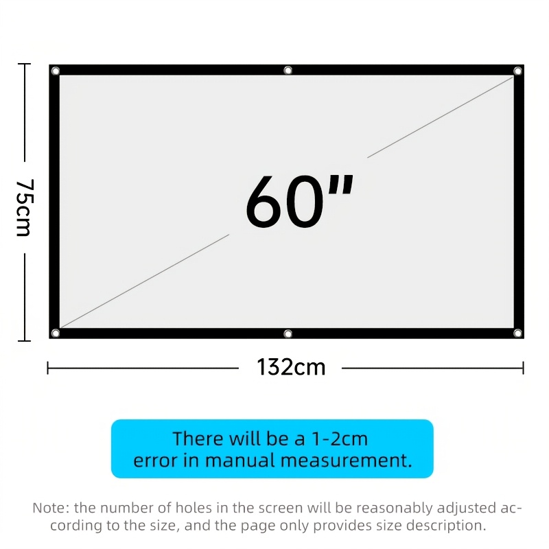TEMU Écran de projection ultra 16:9, haute , 60-150 pouces, facile à plier, résistant aux plis, portable, pour la projection de films à et en