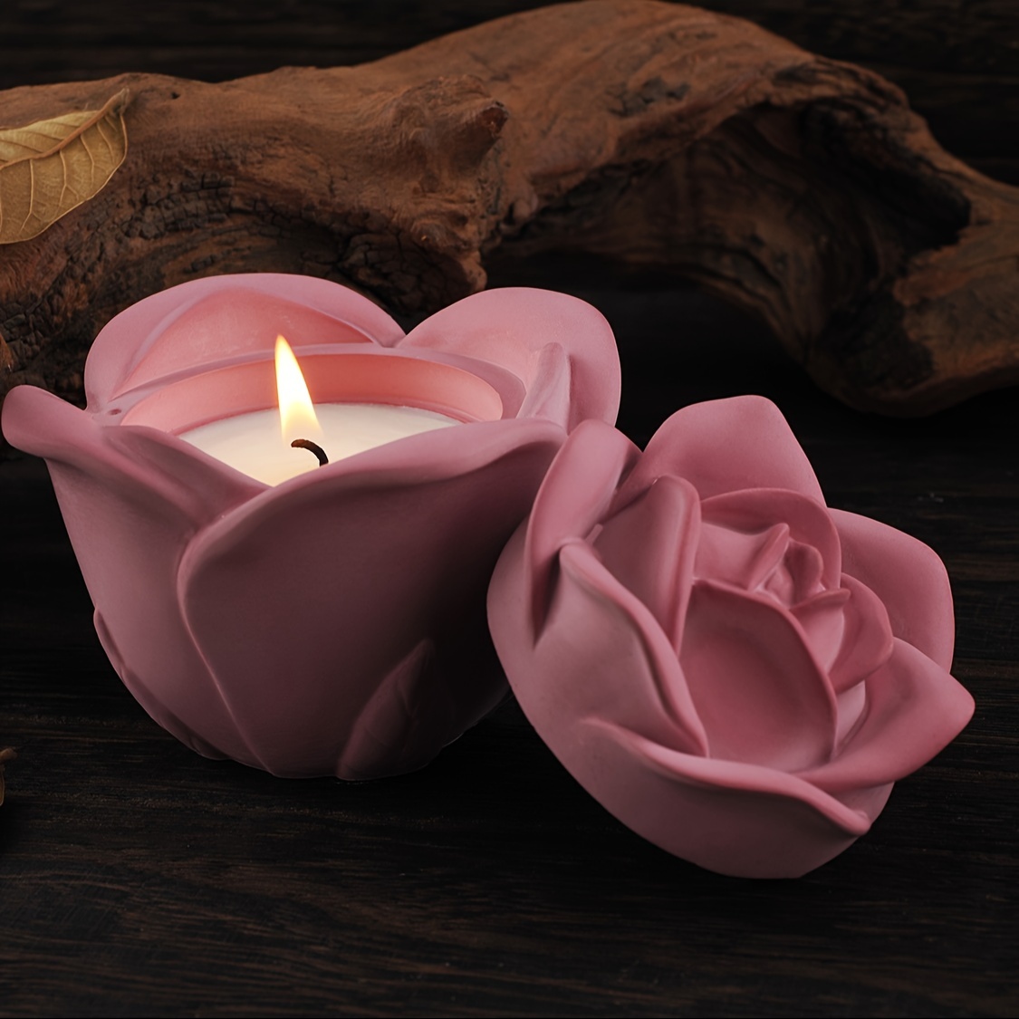 

Silicone Rose Flower Candle Holder Mold - Handcrafted Wax Molding Materials For Home Ambiance Decor, Tabletop Display, Epoxy Resin Crafting - No Power Required