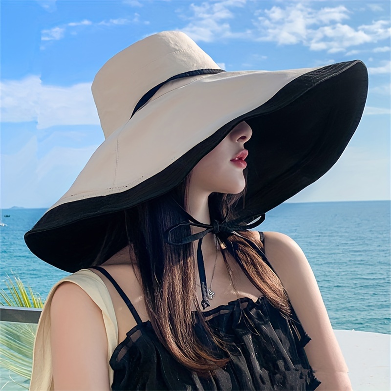 

Women's Wide Brim Sun Hats Adjustable Lace-up Cotton Bucket Hats Summer Uv Protection Sunshade Hats Suitable For Travel Holiday