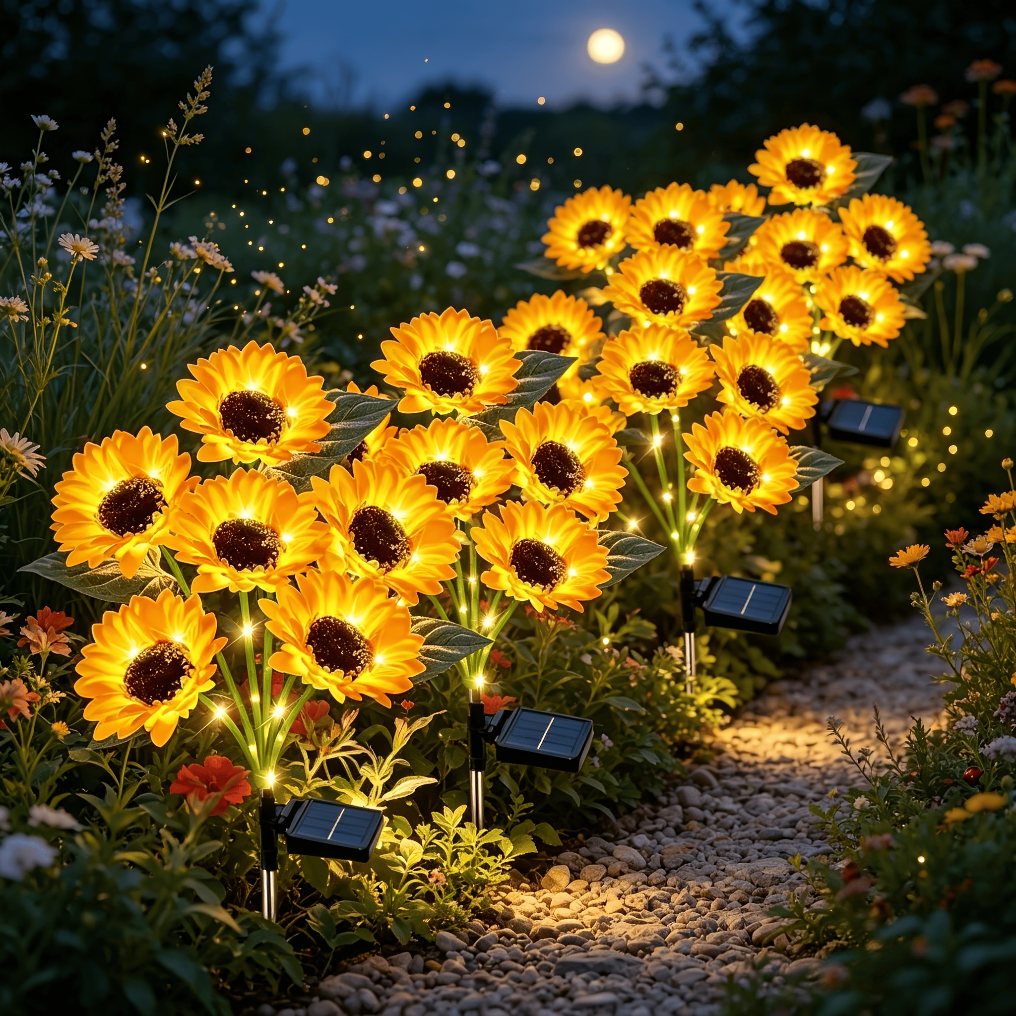 TEMU Solar-powered Sunflower Ground-embedded Lamp, Outdoor Led Lantern, Halloween & Autumn Courtyard Party Lawn Landscape Decoration Light, Christmas