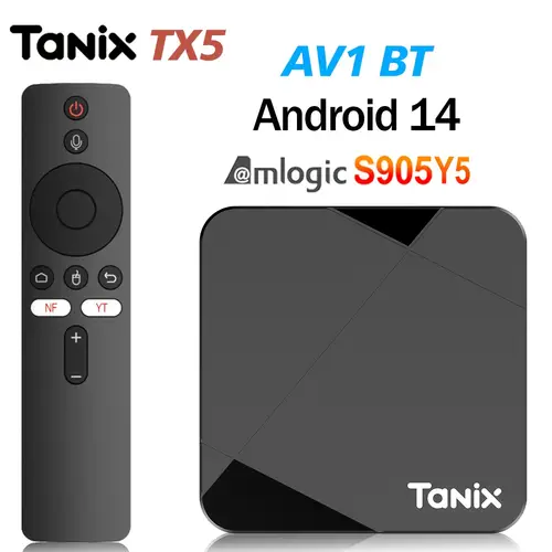 Original TX5 14 Smart TV Box with AV1 Support, S905Y5 -Core Processor, 4K Ultra HD Streaming, Wi-Fi 6, 2/16/32/64GB , Voice Control & Wireless - Compatible with Netflix, YouTube, Kodi - Media Player Set Top Box