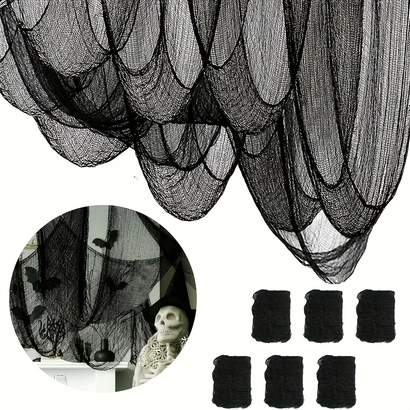 1pc/10pcs Black & White + Spider Web Mesh, Dark Gothic Style with Sheer Fabric and Irregular Netting / Wrinkled Drape Effect for a Lightweight Transparent Look - Perfect Halloween Decor to Create Mystery Atmosphere: Ideal Party Props or Porch Staircase Adornment