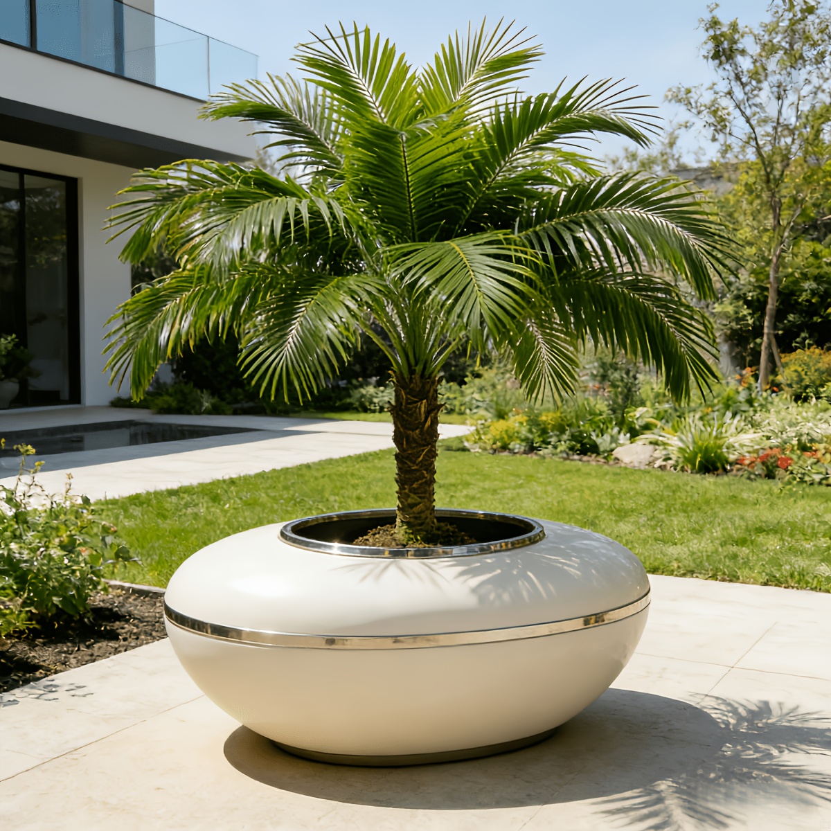 1 Extra Large Artificial Palm Tree Green Plant - Modern Wedding Garden Decoration, Maintenance-Free Evergreen Artificial Plant | Evergreen Potted Plant, Home Office Large Leaf Decorative Tree, Courtyard Nordic Style Artificial Tree