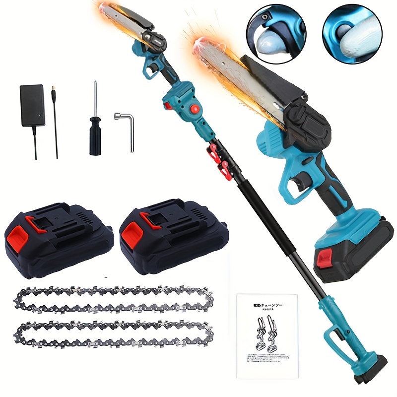 TEMU 2-in-1 Long-pole Electric Saw & 6" Mini Chainsaw With 2 Batteries, Chain - Cordless Electric Saw With Lithium-ion Batteries, Chain - Portable
