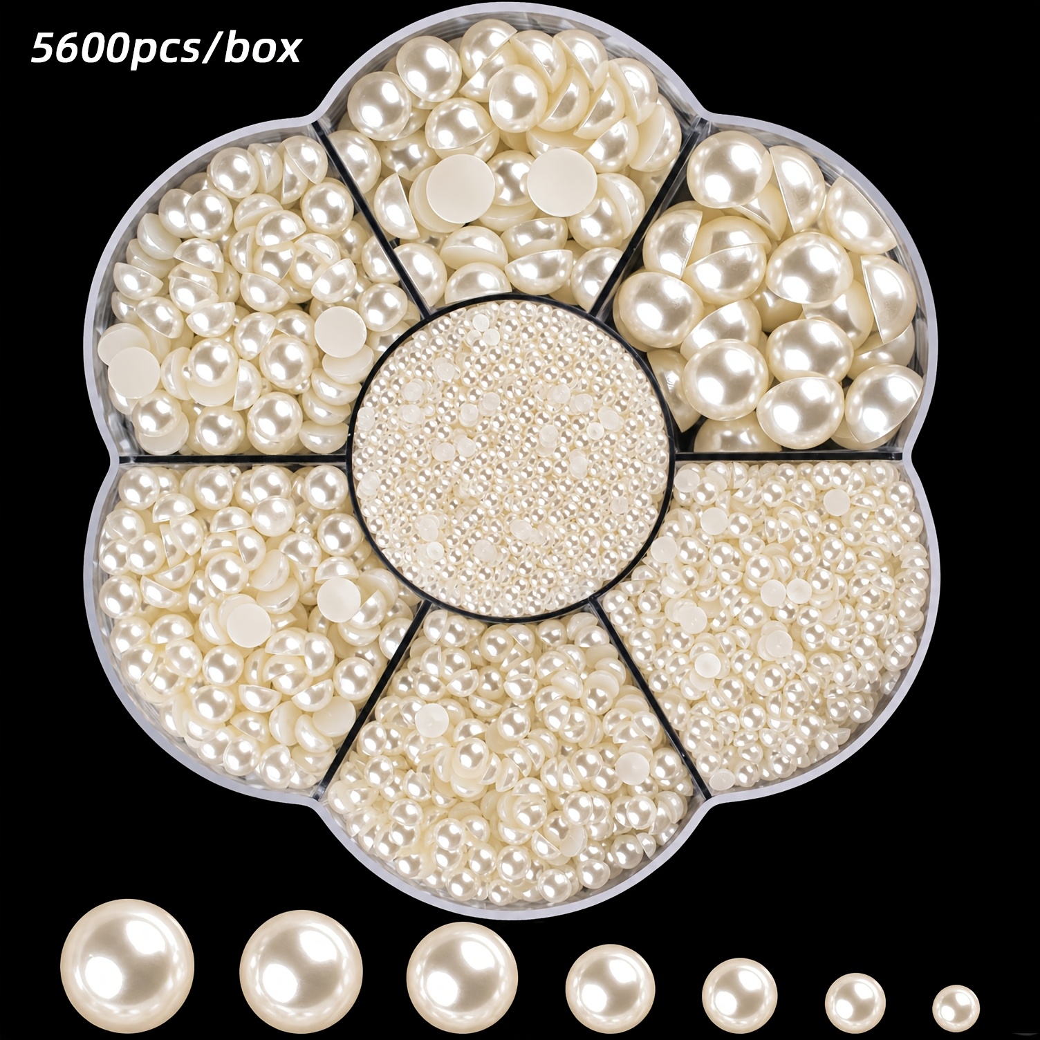 TEMU 5600pcs Flat Back Nail Art Beads Set For Colorful Nail Decoration, Assorted Sizes Of Small, Suitable For Nail Art, Crafts, Graduation Cap
