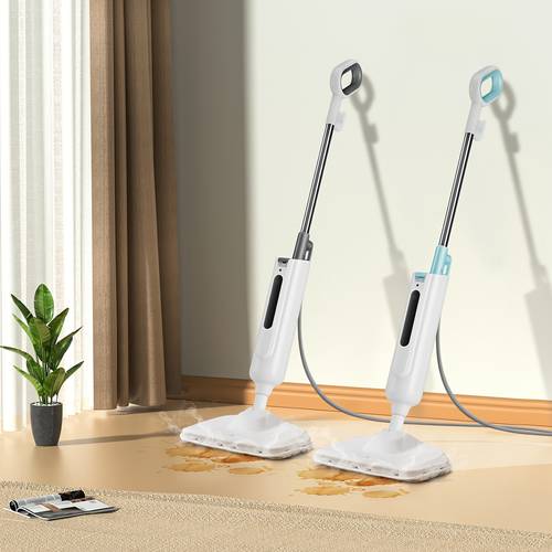 steam mop cleaner for floor hardwood tile carpet cleaning with protection steamer high temperature quick drying with 2pcs mop pads and 330ml water tank grey colors