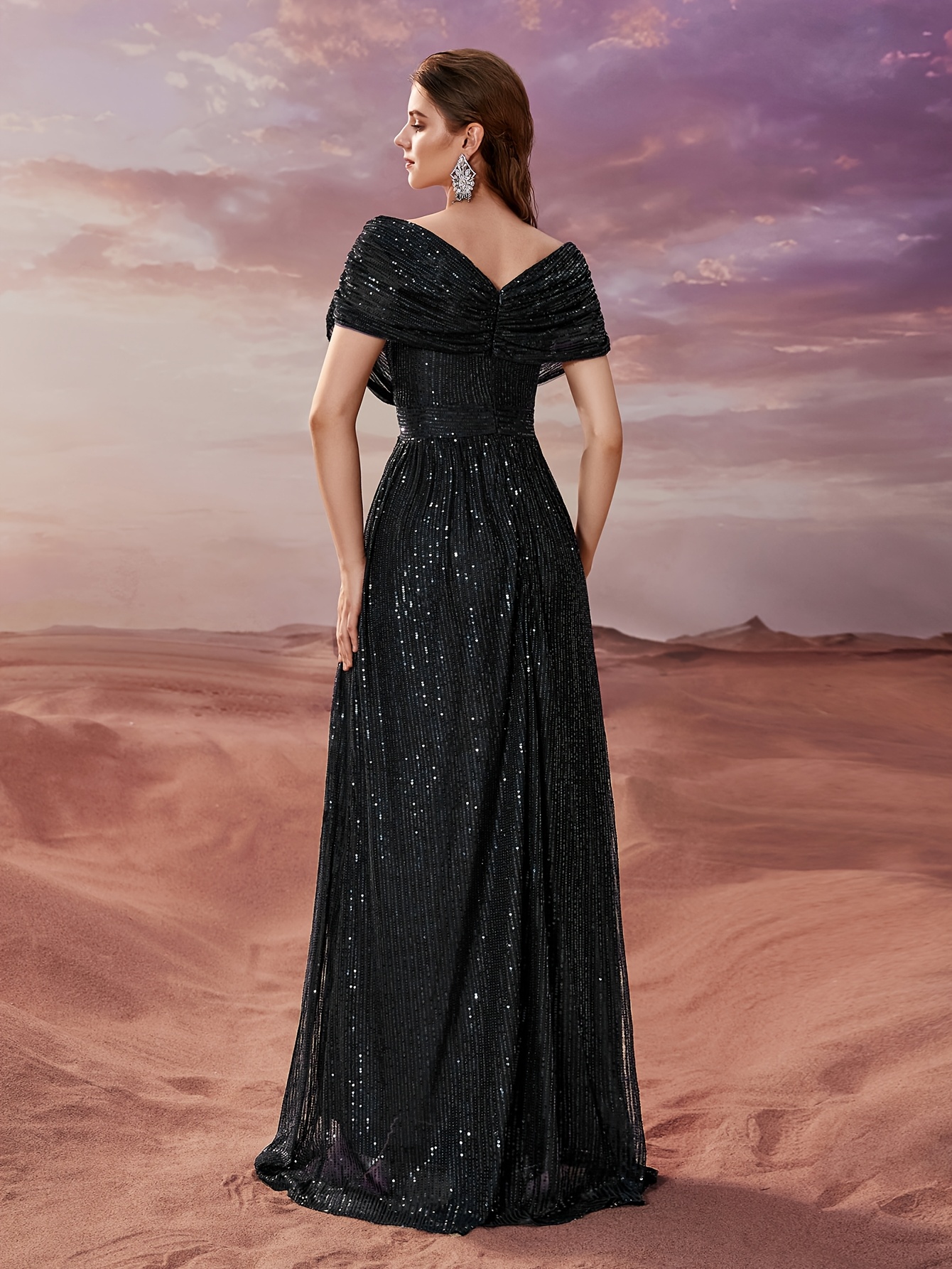 black sequin dress for wedding Black Sequin Mermaid Prom Dresses with Slit 3D Flower Lace Applique 24071 Custom Colors / 18W main image 0