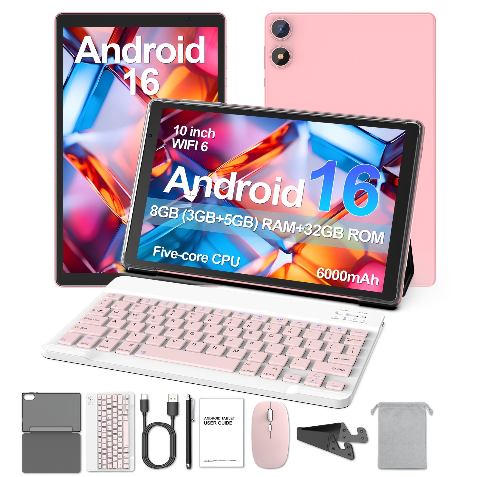 imagen del artículo tablet rosa   mejorado, 8gb (3gb   5gb   virtual) y 32gb rom con   de 512gb, batería de larga duración, cámaras duales,   para   y viajes, tablet  , regalo  ,   para las fiestas, tablet, pad