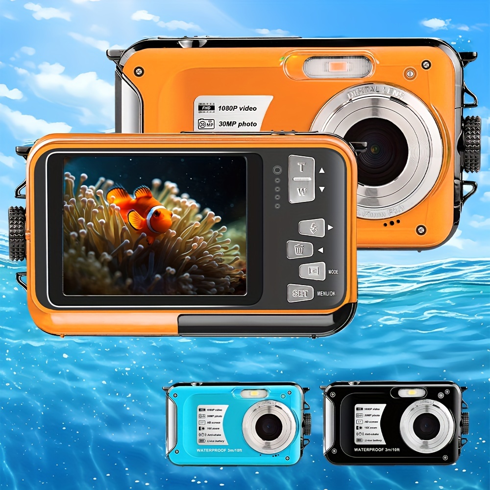 

Waterproof Camera 10ft 30 Million Pixels 1080p Hd Video Resolution 16x Zoom Waterproof Digital Camera For Snorkeling, Outdoor