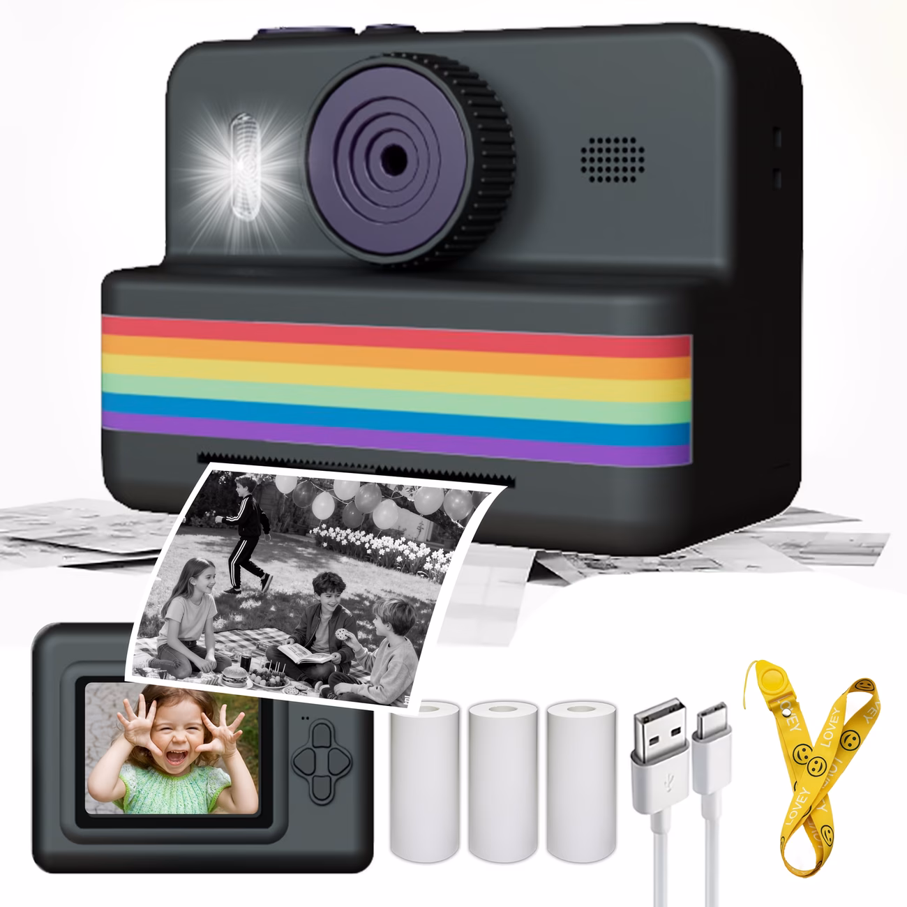 fotocamera instantanea per bambini con selfie e video 1080p - stampante fotografica per ragazzi e ragazze 4+, fotocamera digitale con carta fotografica istantanea, compatibile con iphone/simili (etĆ 4+) Dettagli dell'articolo 0