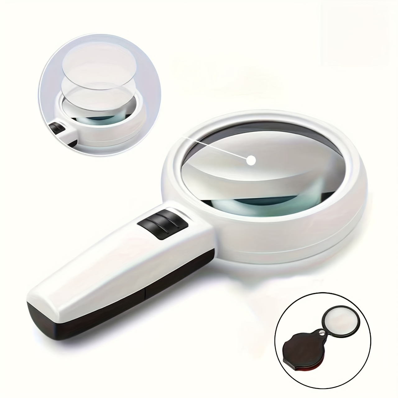 Loupe à Distance Focale Réglable avec 8 Lumières LED pour Pierres Loupe à Distance Focale Réglable avec 8 Lumières LED pour Pierres