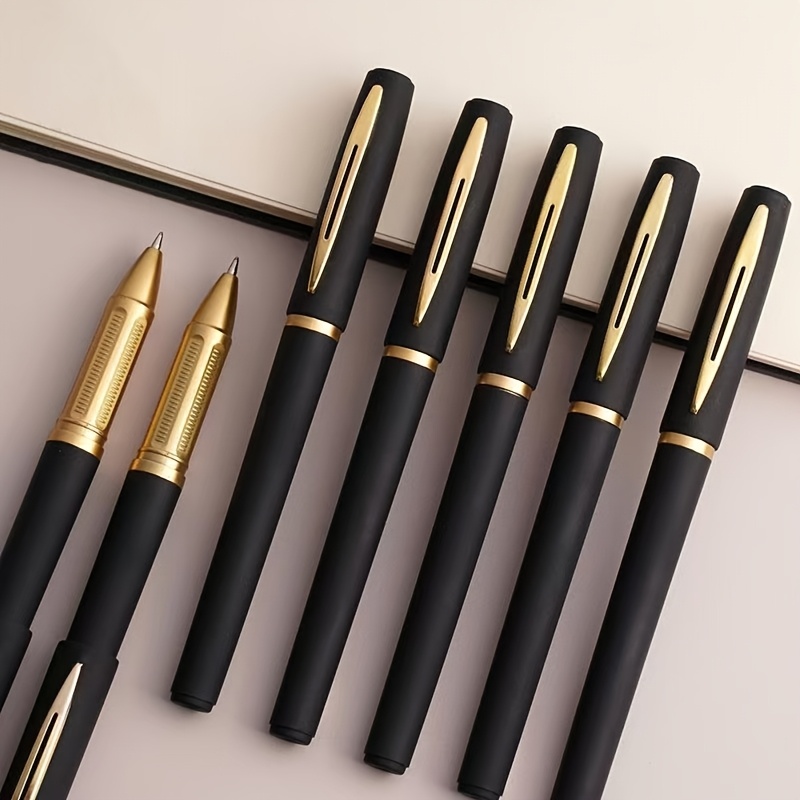 

5/10/15pcs Ergonomic Black Ballpoint Pens, 1mm Medium Point, Large Capacity, With Pocket Clip For Business, Office, , Practice - Plastic Material