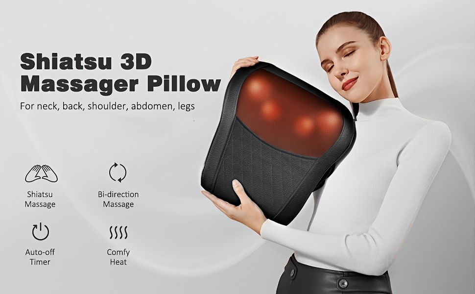 1pc shiatsu neck and shoulder massager with heat kneading rolling and vibrating functions for traps legs and   gift for men and women ideal for home office and travel use the best mothers day gift Product details 1