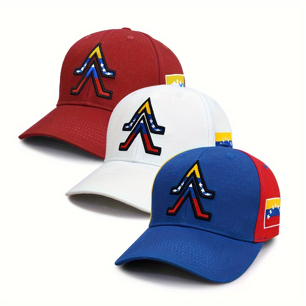 

3d Embroidered Arrow Patchwork Baseball Cap, Adjustable Size, Cotton, Sports Style, Men's Fashion Accessory, Available In Red, White, And Blue